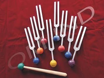 Tunning Fork Set Pack Of 8, Tuning With Rubber Ball, Mallet And Valvet Pouch Forks Reflex for Chakra | Healing | Medical | Sound Therapy | DNA Repair, Gift for Buddhists | Yoga Teacher