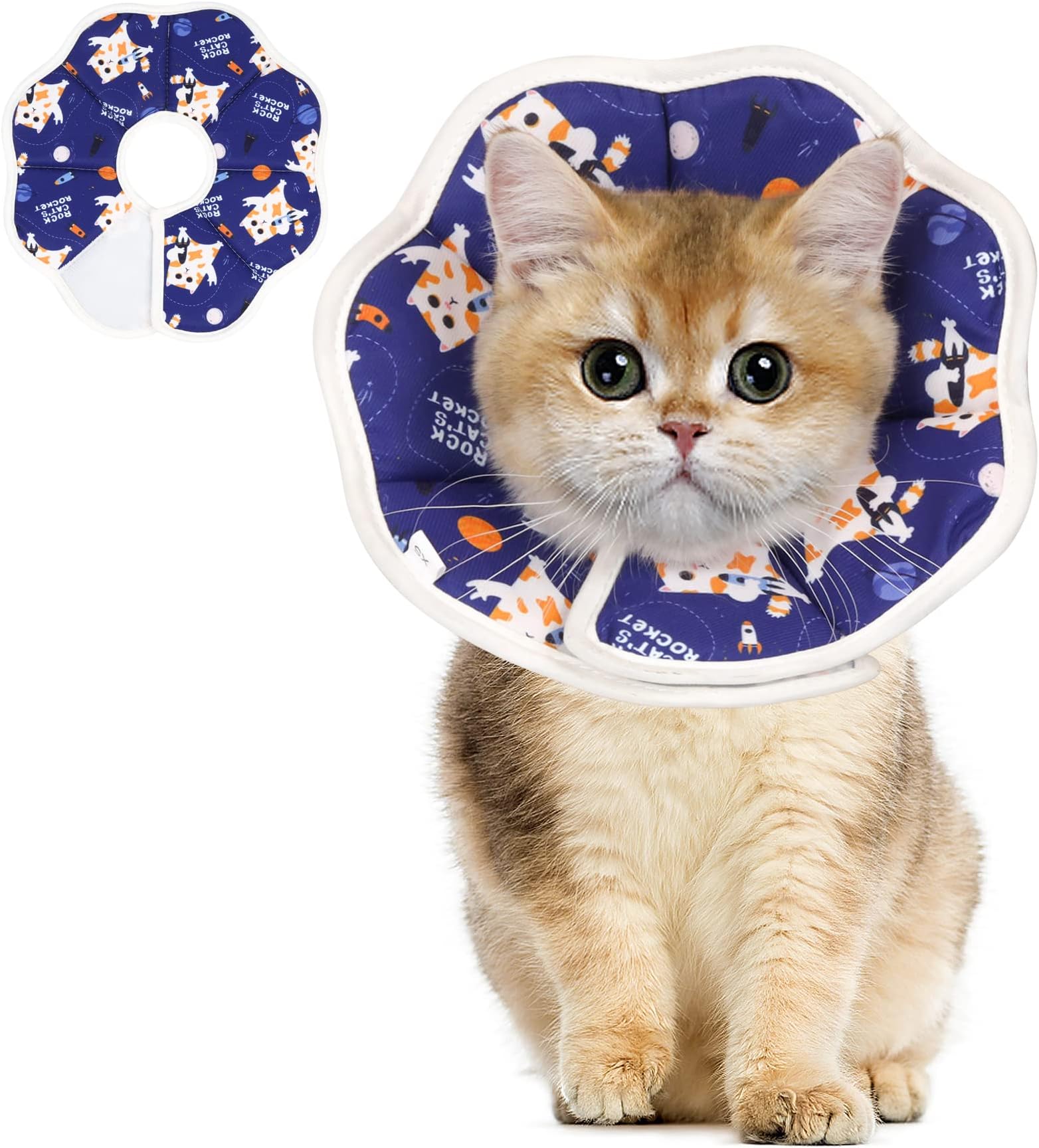 ComSaf Small Soft Cat Recovery Collar, Protective Adjustable Pet Cone