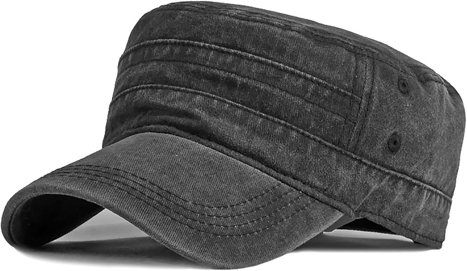 XYIYI Retro Washed Military Caps Cotton Cadet Army Caps Vintage Flat Top Cap