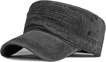 XYIYI Retro Washed Military Caps Cotton Cadet Army Caps Vintage Flat Top Cap