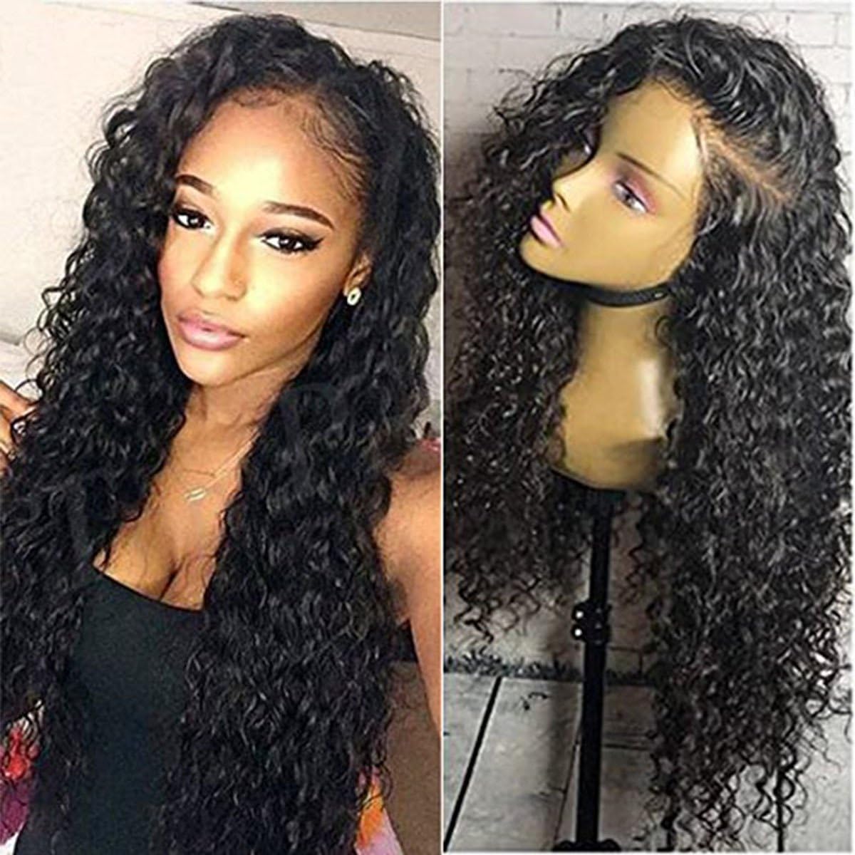 Jolitime Hair Loose Curly Lace Front Wigs Synthetic Black Color Water and Wet Synthetic Wigs For Black Women