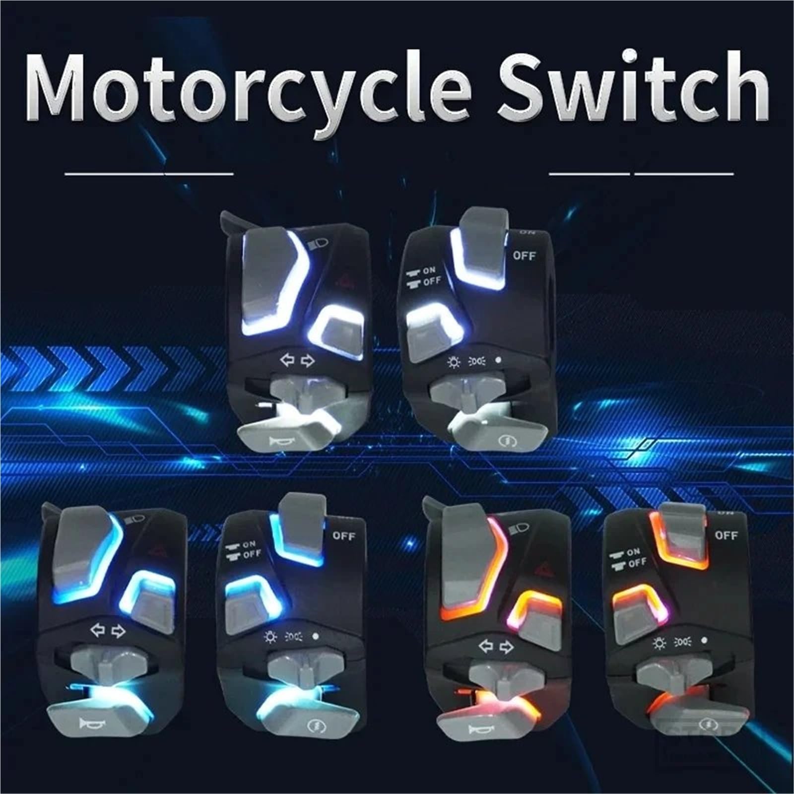 Interruttore Manubrio Interruttore Manubrio Moto Faro Universale Spia Segnale Di Svolta Pulsante Start Kill Con Luce 22mm 7/8''