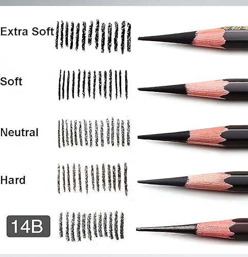 Miniatura 3 de Lápices de bocetos, pinturas artísticas, lápices de madera, lápices profesionales, 12 unidades (súper suaves)