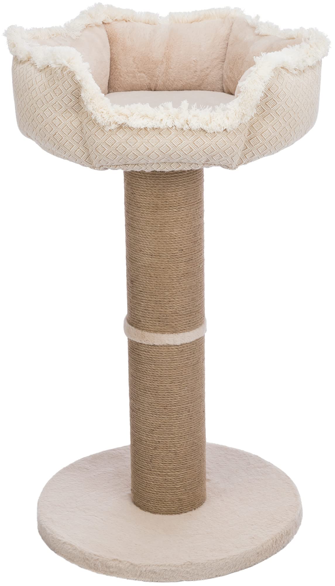 Trixie Boho Cat Scratching Post 32.7 Inch - Cat Scratcher with Soft Fabric Covering Base and Jute-Wrapped Post - with Platform Bed - in Beige