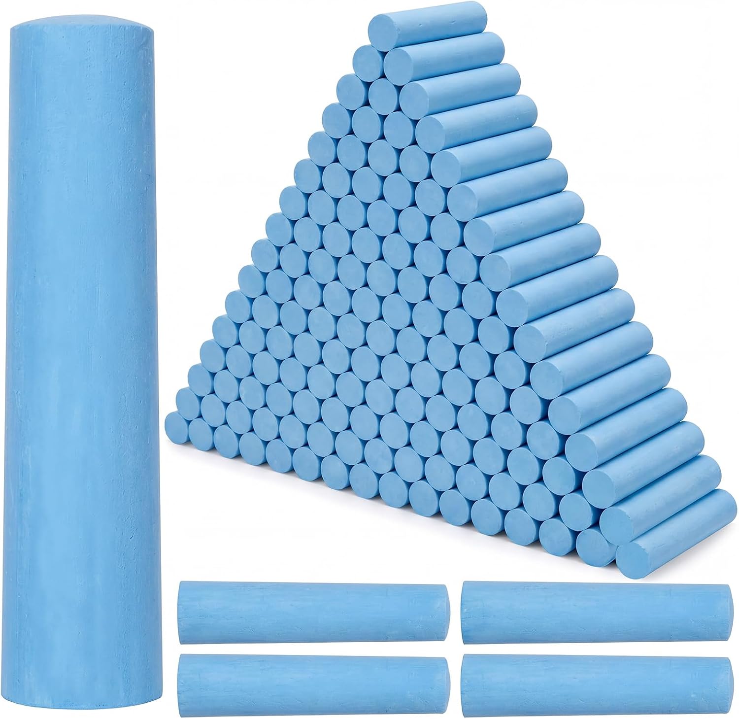 Blue 144 Pcs Large 4 x 1 Inch Railroad Crayon Chalk | Tapered Temporary Marking Chalk, for Railways Construction Sites Freight Logistics Sidewalks Trains