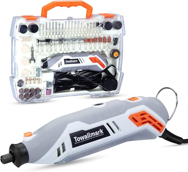 Rotary Tool - Towallmark Multi Tool Kit with 190 Accessories, Flex Shaft, 6 Variable Speed, Perfect Multi-Functional Mini Grinder Set for Craft Projects - Cutting, Engraving, Sanding, Drilling