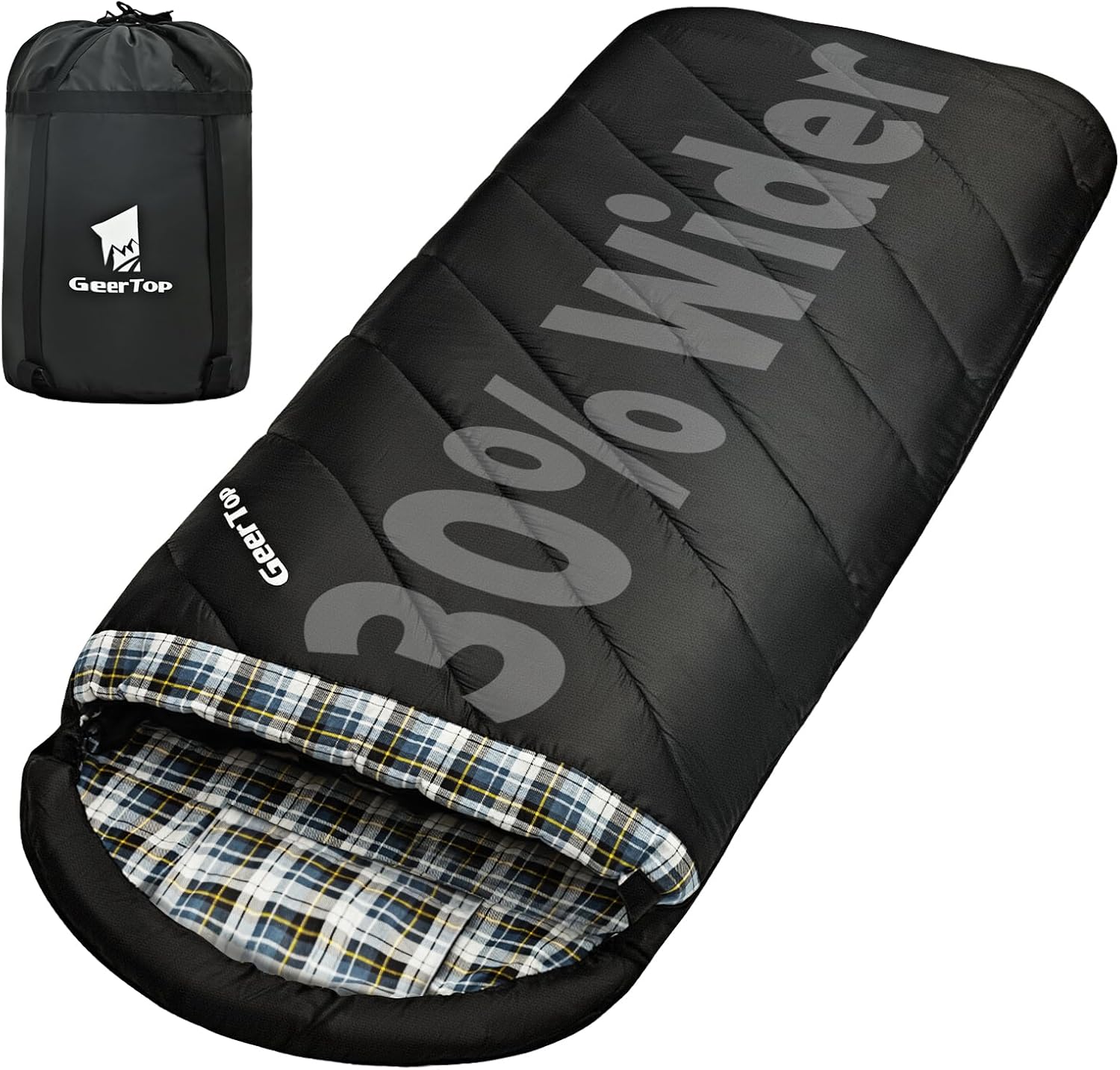 GEERTOP Flannel Sleeping Bags for Adults Big and Tall Warm & Cold Weather Lightweight Camping Sleeping Bag with Pillowcase for Outdoor Backpacking Hiking
