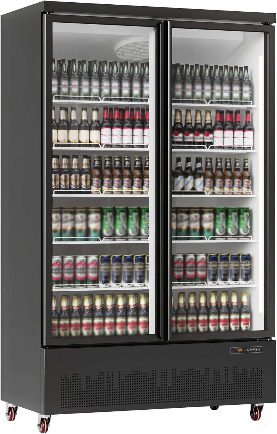 Garvee Large Capacity Commercial Beverage Display Fridge, 11.3 Cu. Ft. Glass Door Refrigerator with Customizable Shelving and Lighting for Shops, Bars, Apartments