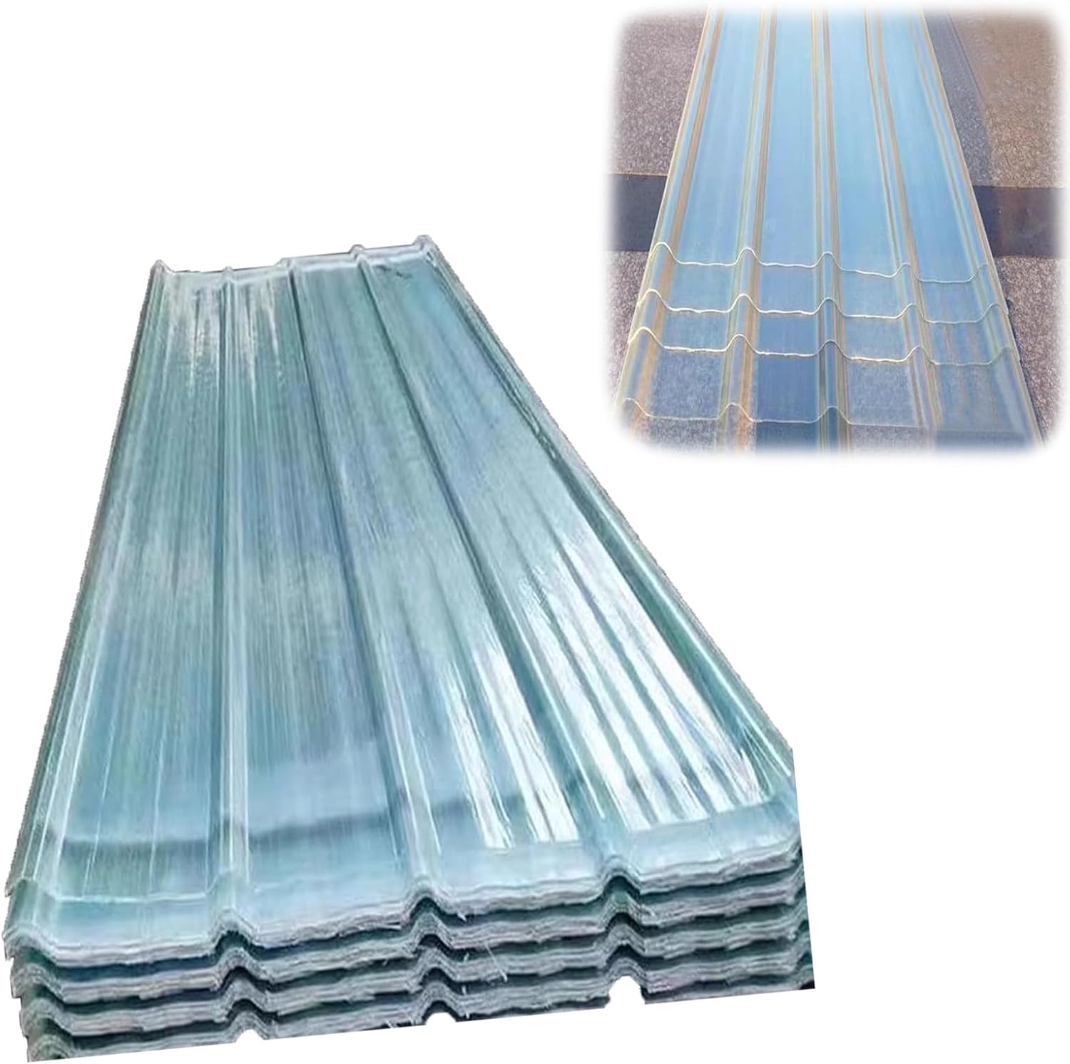 Clear Polycarbonate Roofing Sheet 3ft Wide Splicable Corrugated Plastic Greenhouse Shed Canopy, UV Protection Transparent Rainproof Board,Roof Panels,for Garage Carport,3 Pcs_35x75in