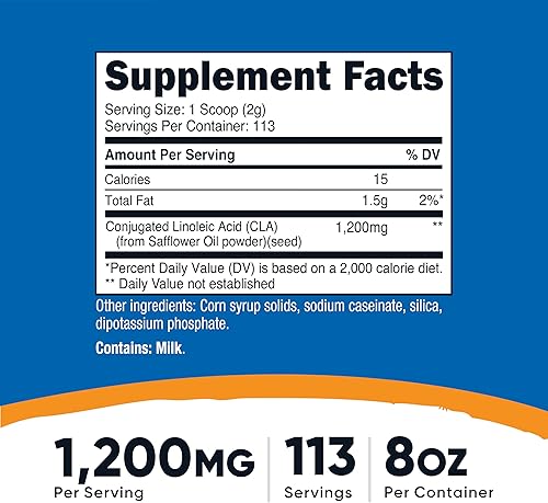 Miniatura 2 de Nutricost CLA (ácido linoleico conjugado) 8 oz (227 g) Polvo - Sin gluten, suplemento CLA sin OMG