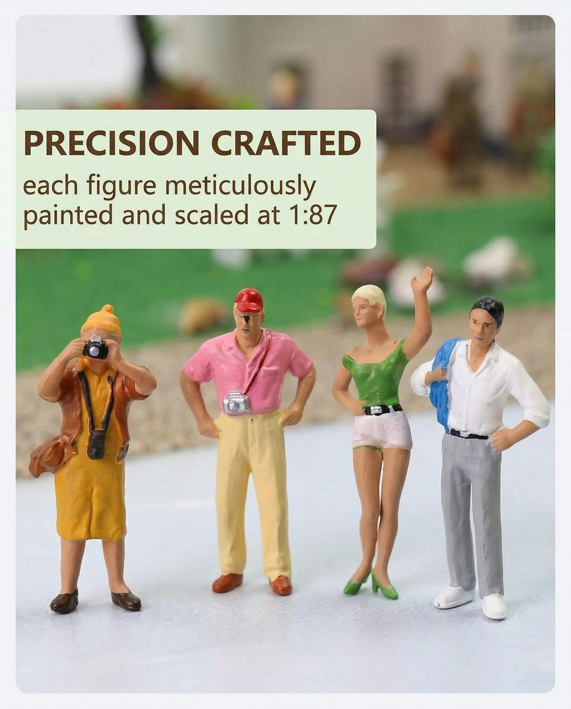 50pcs Miniaturfiguren Menschen 60er Set – Kleine H0 Figuren 1:87, bemalt, verschiedene Posen für Modelleisenbahn, Diorama, Puppenhaus & Modellbau