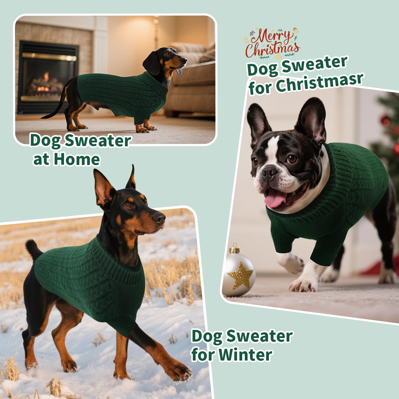 ASENKU Pull Chien Petite Taille XS, Pull-Overs pour Chien avec Manches,Hiver Tricot Col Roulé Pull Chaud pour Chiens, Manteau pour Chiens pour Bouledogue Français Teckel Chihuahua
