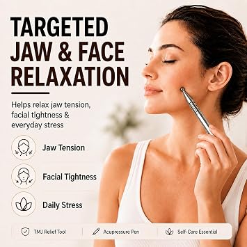 Melonsun Stainless Steel Acupressure Pen for TMJ Relief, Jaw Tension and Jaw Clenching, Pressure Point Massage Tool for Face, Jaw, Neck, Shoulders Body, FSA-HSA-Elegible