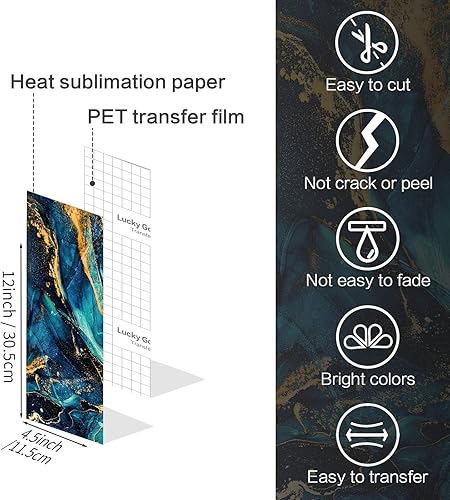 Miniatura 2 de Hojas de tinta de transferencia infusible de mármol, 8 piezas de 4.5 x 12 pulgadas, papel de sublimación de color azul y verde para camisetas,