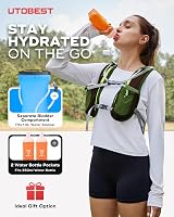 UTOBEST 5L Ultrakönnyű Futó Hátizsák 1,5L Ivórendszerrel - Férfi Női Hidratáló Hátizsák Futáshoz, Maratonhoz, Kerékpározáshoz, Zöld 7