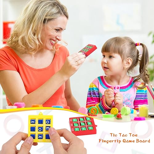 Miniatura 5 de 4 piezas de viaje de Tic Tac Toe de 2 x 2 x 0.4 pulgadas, mini juegos de mesa portátiles, mini juegos retro para niños, rojo, azul, morado,
