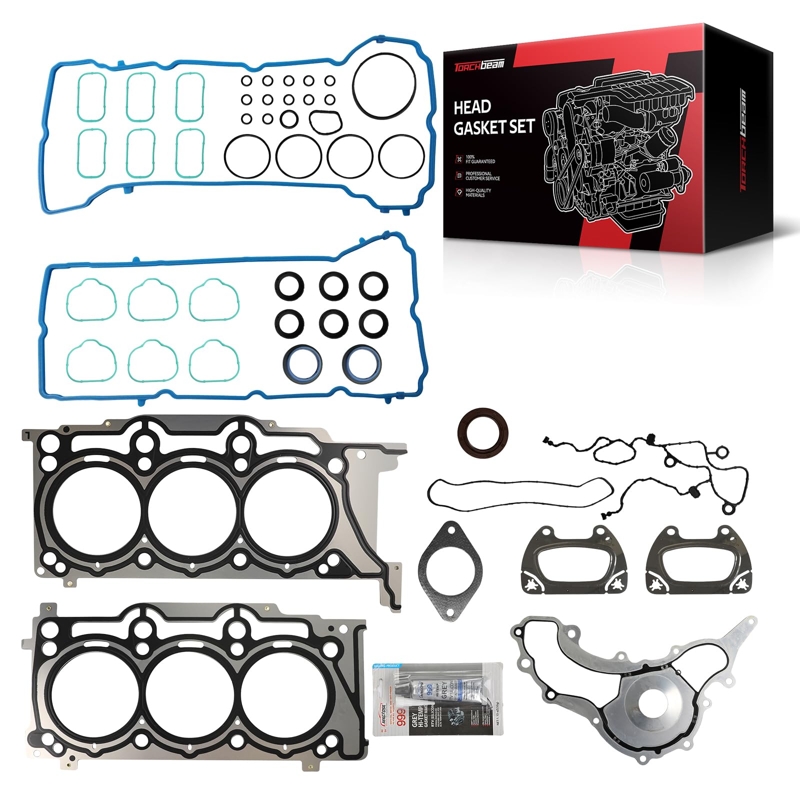 Torchbeam Head Gasket Set HS26541PT Fit for 1500,1500 Classic,200,300,Avenger,C/V,Challenger,Charger,Durango,Grand Caravan,Grand Cherokee,Journey,ProMaster 1500/2500/3500,Routan,Town&amp;Country,Wrangler