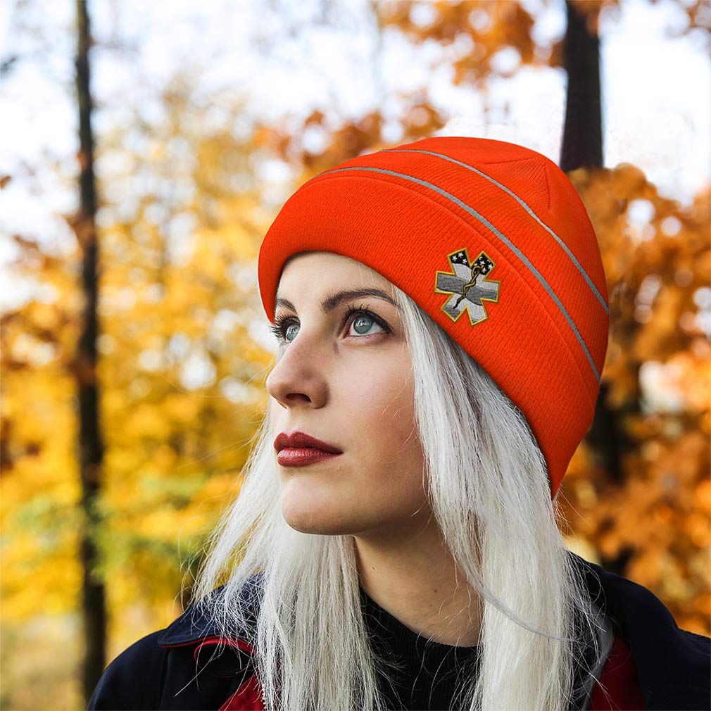 Gorro reflectante personalizado paramédico EMT bordado acrílico, Amarillo Neón, talla única