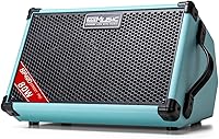 Vista 3 de Coolmusic Amplificador de guitarra acústica alimentado BP40D, altavoz Bluetooth portátil de 80 W con batería con efecto de retardo de coro