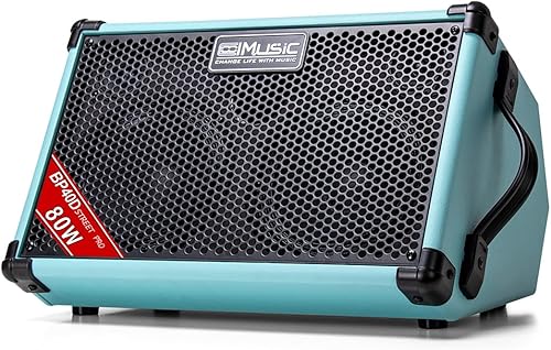 Miniatura 3 de Coolmusic Amplificador de guitarra acústica alimentado BP40D, altavoz Bluetooth portátil de 80 W con batería con efecto de retardo de coro de