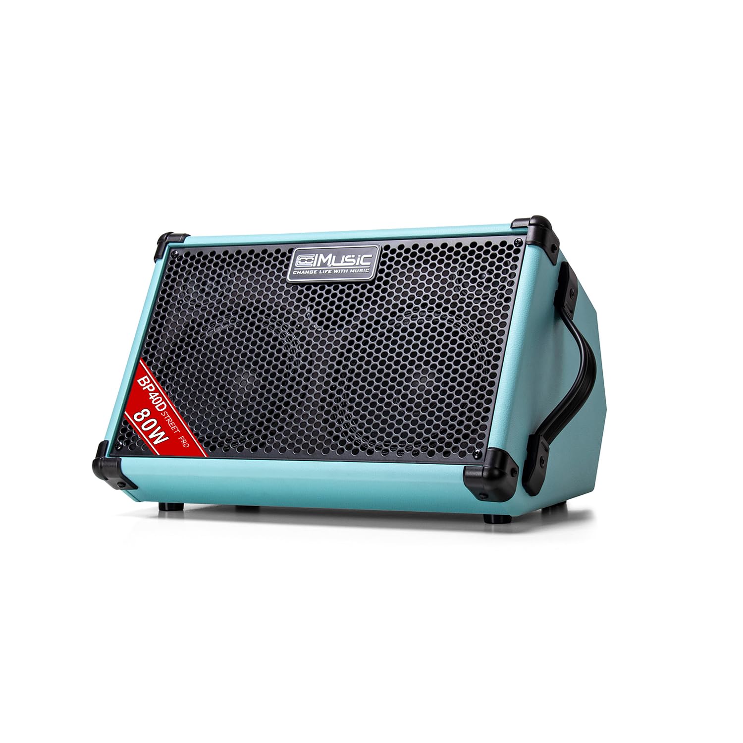 Coolmusic BP40D Amplificador de guitarra acústica - Altavoz Bluetooth portátil de 80 W W/batería con efecto de retardo de coro reverberación, 6 entradas, ecualizador de 3 bandas