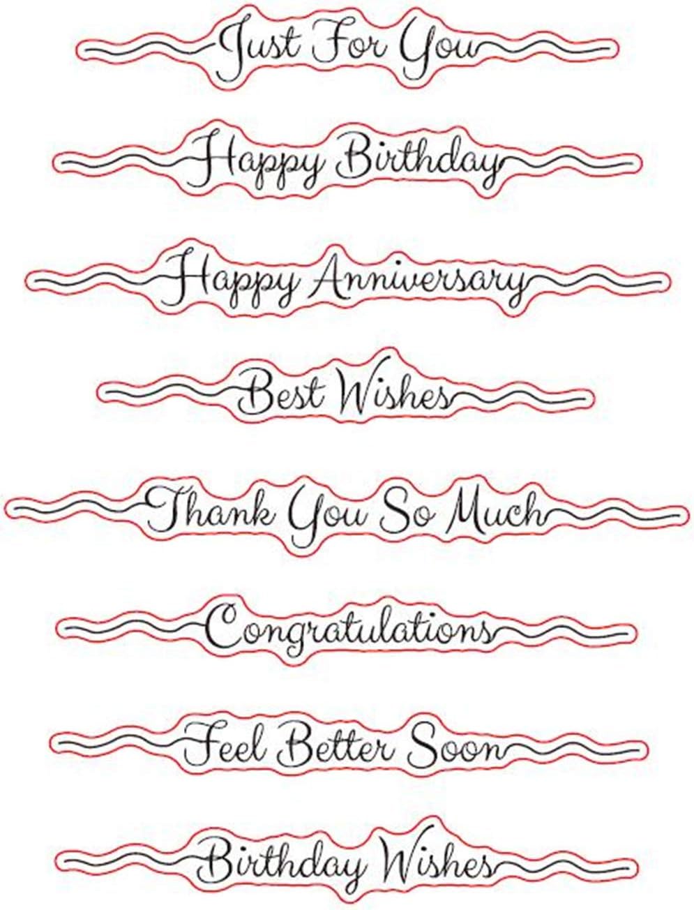 Happy Birthday Happy Anniversary Just for You Best Wishes Congratulations Sentiments Greeting Words Clear Stamps for Card Making Decoration and DIY Scrapbooking