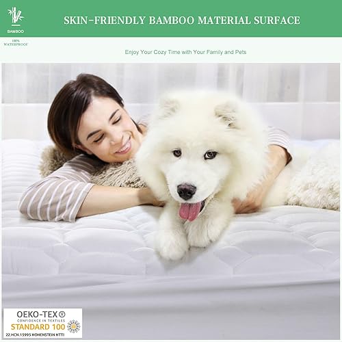 Miniatura 4 de UNILIBRA Protector de colchón individual XL impermeable de rayón de bambú, funda de colchón de bolsillo profundo para colchón de hasta 6 a 19