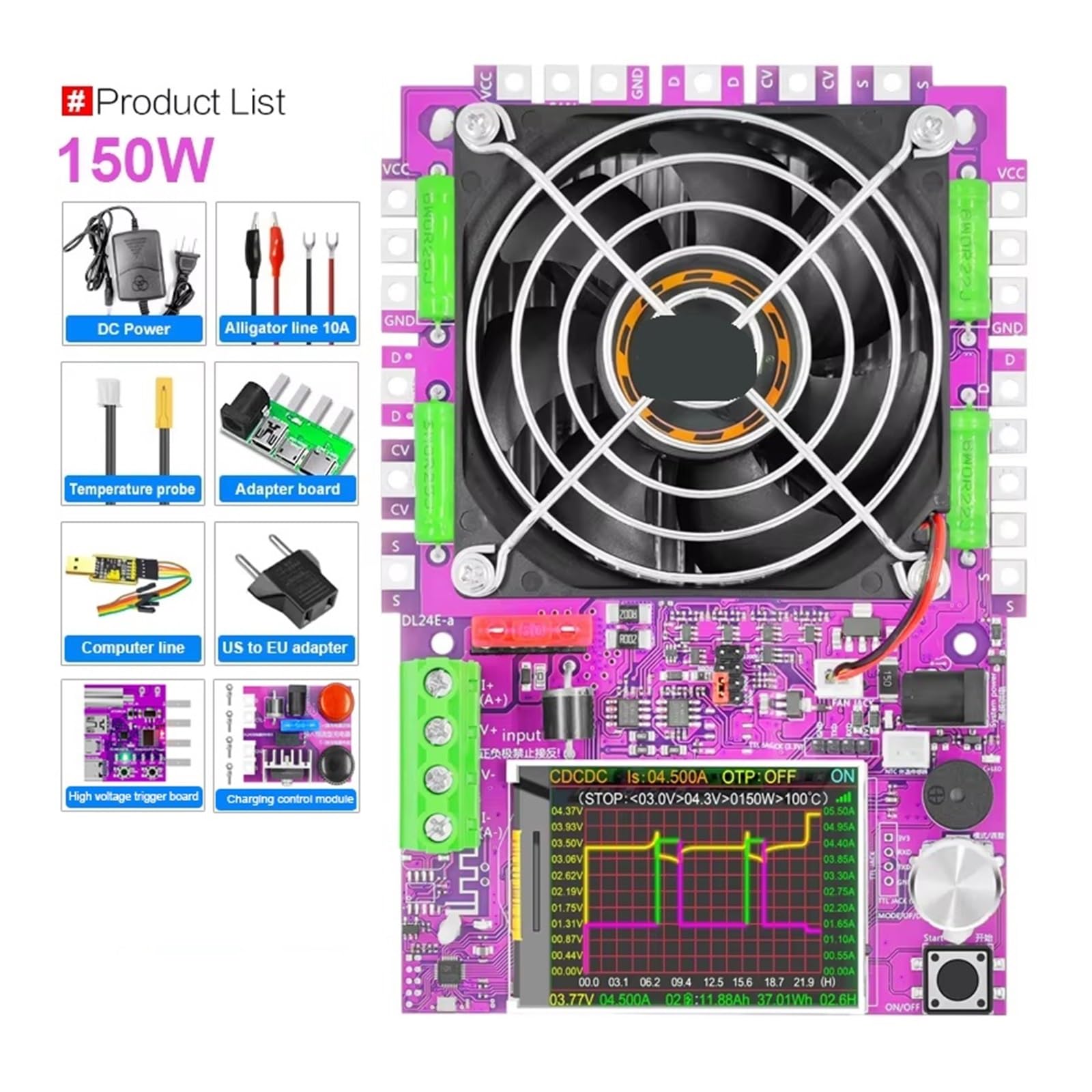 DL24EW 150W WiFi Smart Power Elektronische Last Tester DC USB 18650 Spannung Strom 48V Batterie Kapazität Monitor Werkzeuge for App(CDC with trigger)