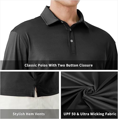 Miniatura 4 de NAVISKIN Polo para hombre de secado rápido UPF 50 manga larga y corta absorbe la humedad