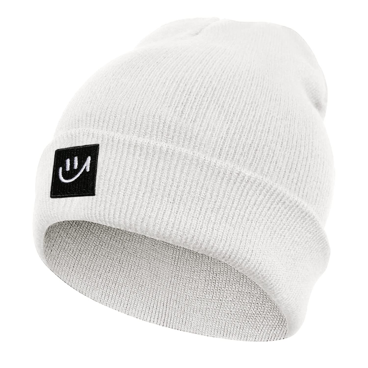Black & White Graphic Face Knit Beanie - Emjoi Black Emoji Beanie - Etsy Ireland main image 3