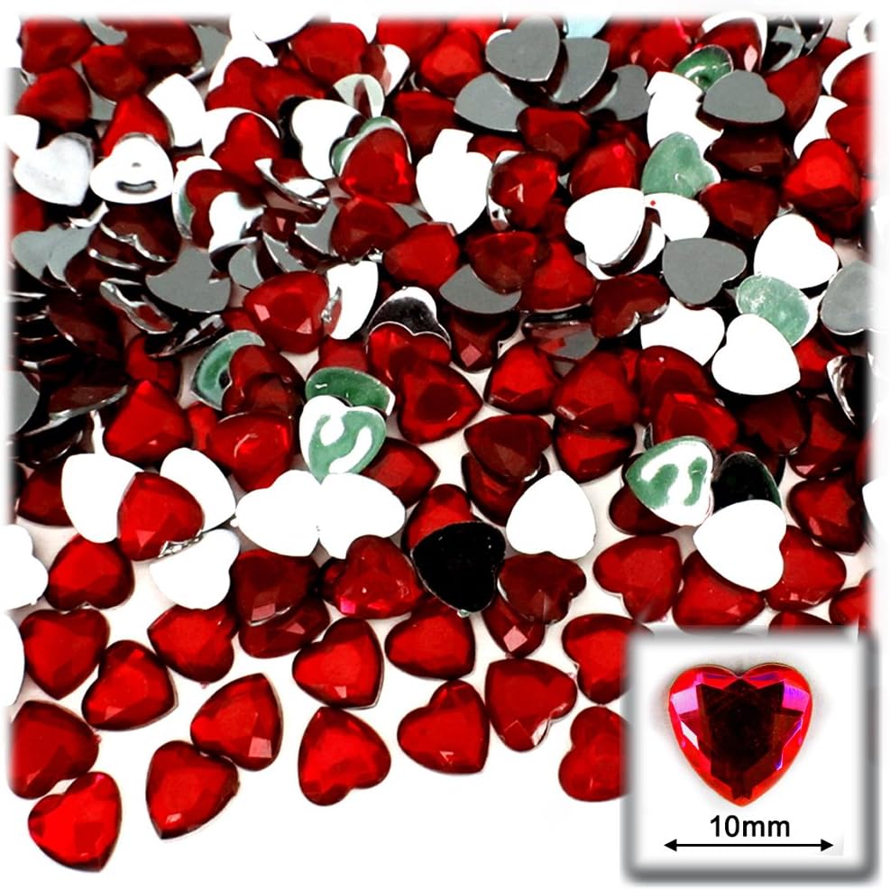 144pc Rhinestones Heart 10mm - Flatback Devil Red Wine