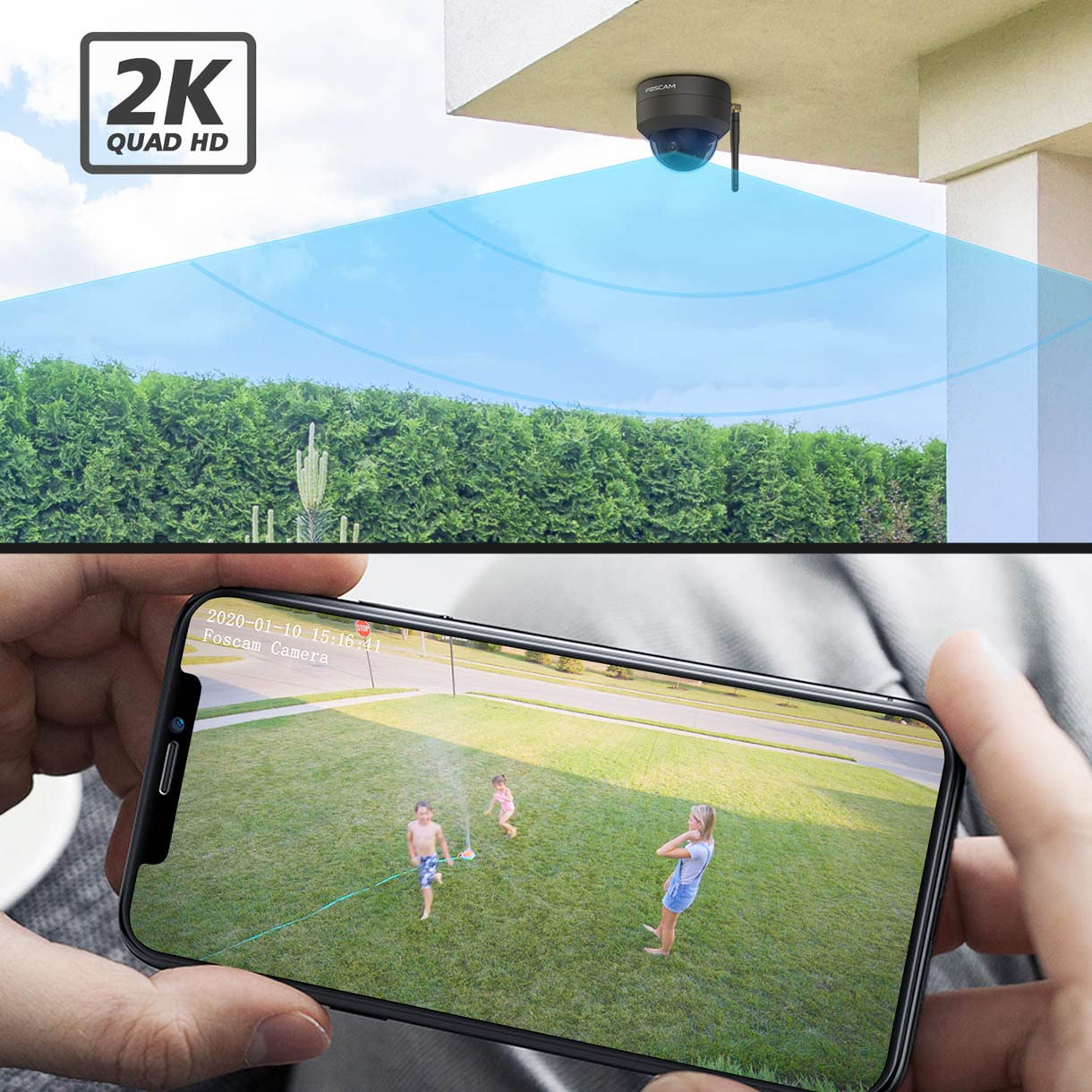 Foscam D4Z WLAN Überwachungskamera Schwarz 4MP (2304x1536), Dual-Band WLAN, PTZ, Smarte Erkennung