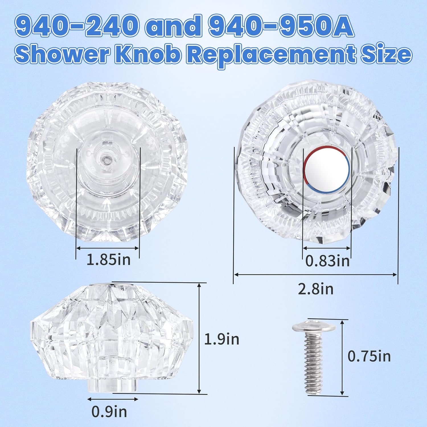 Shower Knob Replacement for 940-240 & 940-950A, Compatible with Price Pfister Avante Single Handle Tub & Shower Faucets, Clear Acrylic
