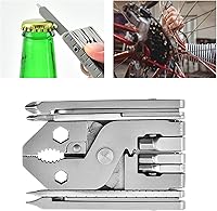 Vista 6 de Alicates multiherramienta de acero inoxidable, herramienta multifunción plegable 25 en 1 con destornillador, abrebotellas, regla