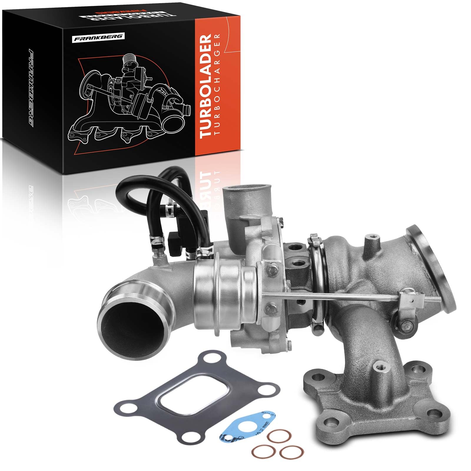 Frankberg Turbocompresor de escape de gases con juntas gasolina | Compatible con: Enfoque III, CD Mondeo V Sedán, Mondeo V Tournament CF, Galaxy CK, Torneo Focus III