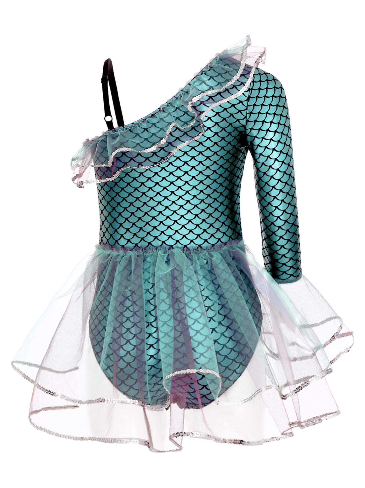 iiniim Body da Danza Classica per Bambina Vestito Senza Maniche con Gonna tutù Costume da Principessa Sirena Abiti da Ballo Latino Americano