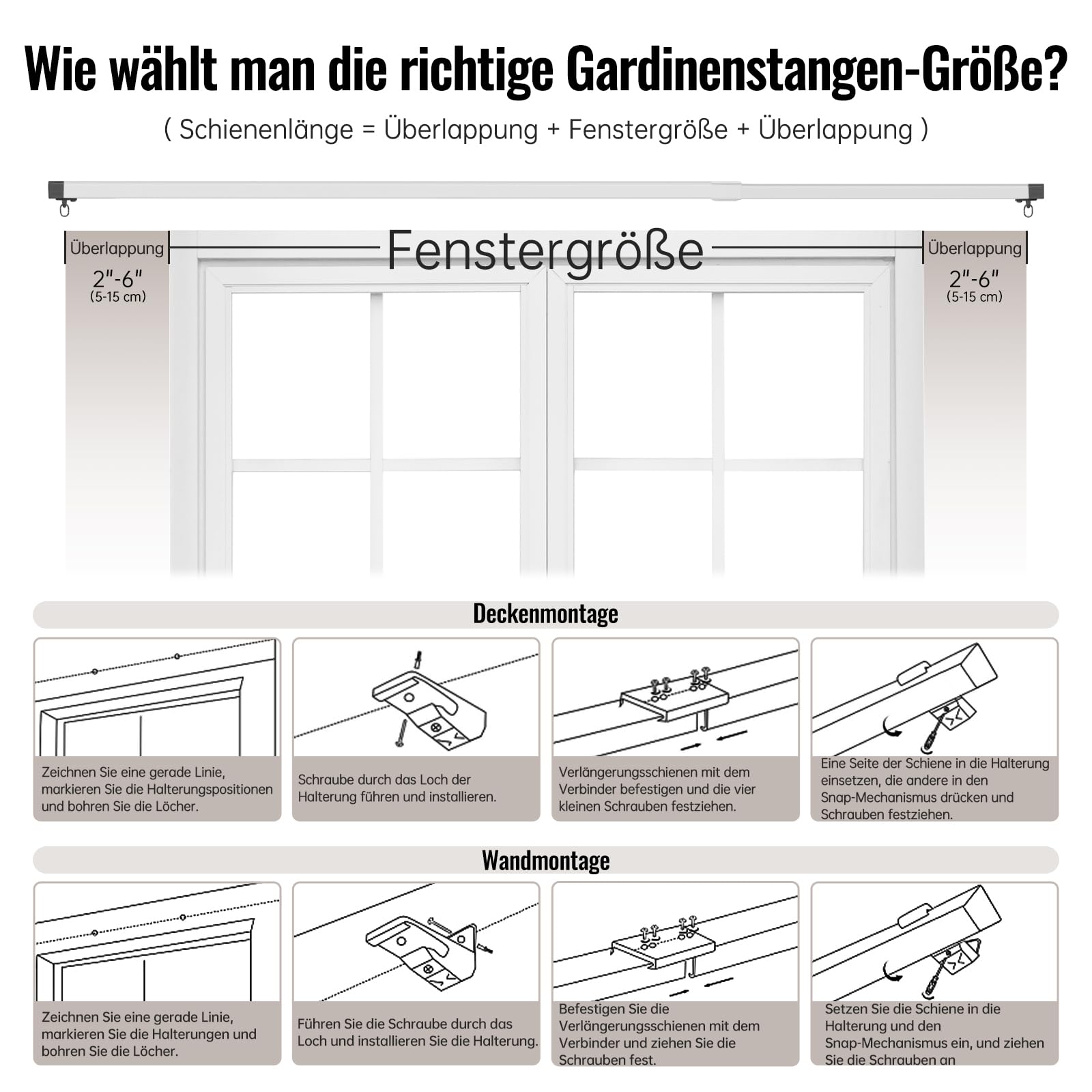 Barra de cortina retráctil 130-240cm, barra de techo de aluminio, kit de barras silenciosas, barra de cortina de separación para ventanas y habitaciones, Blanco