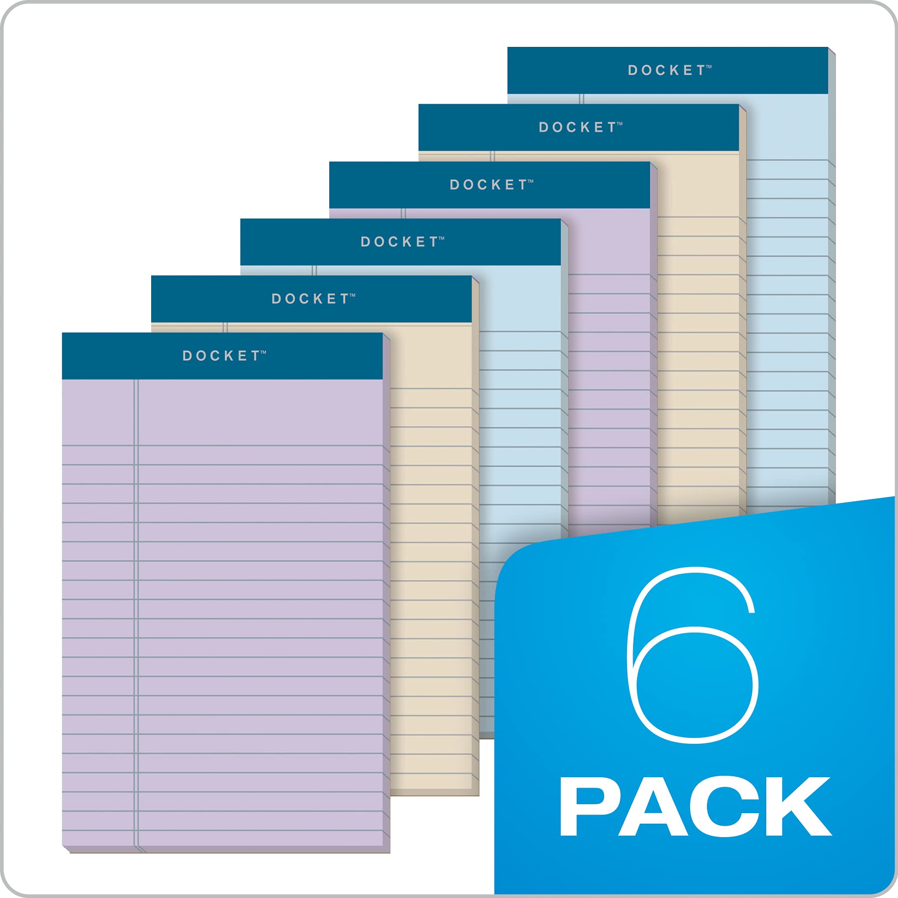 Tops Docket Writing Tablet Riciclato 12,7x20,3 cm Perforata 50 Fogli 6 Pack