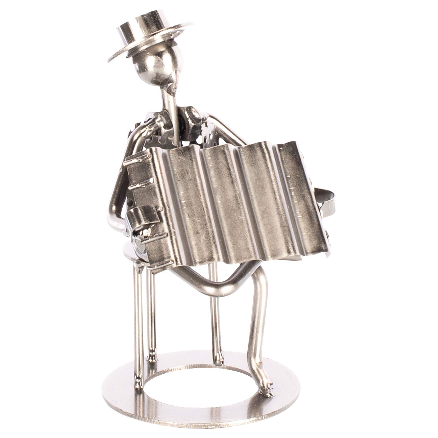 Broadway Gift Silvertone Accordionist in Sitting Position 6 inch Decorative Figurine