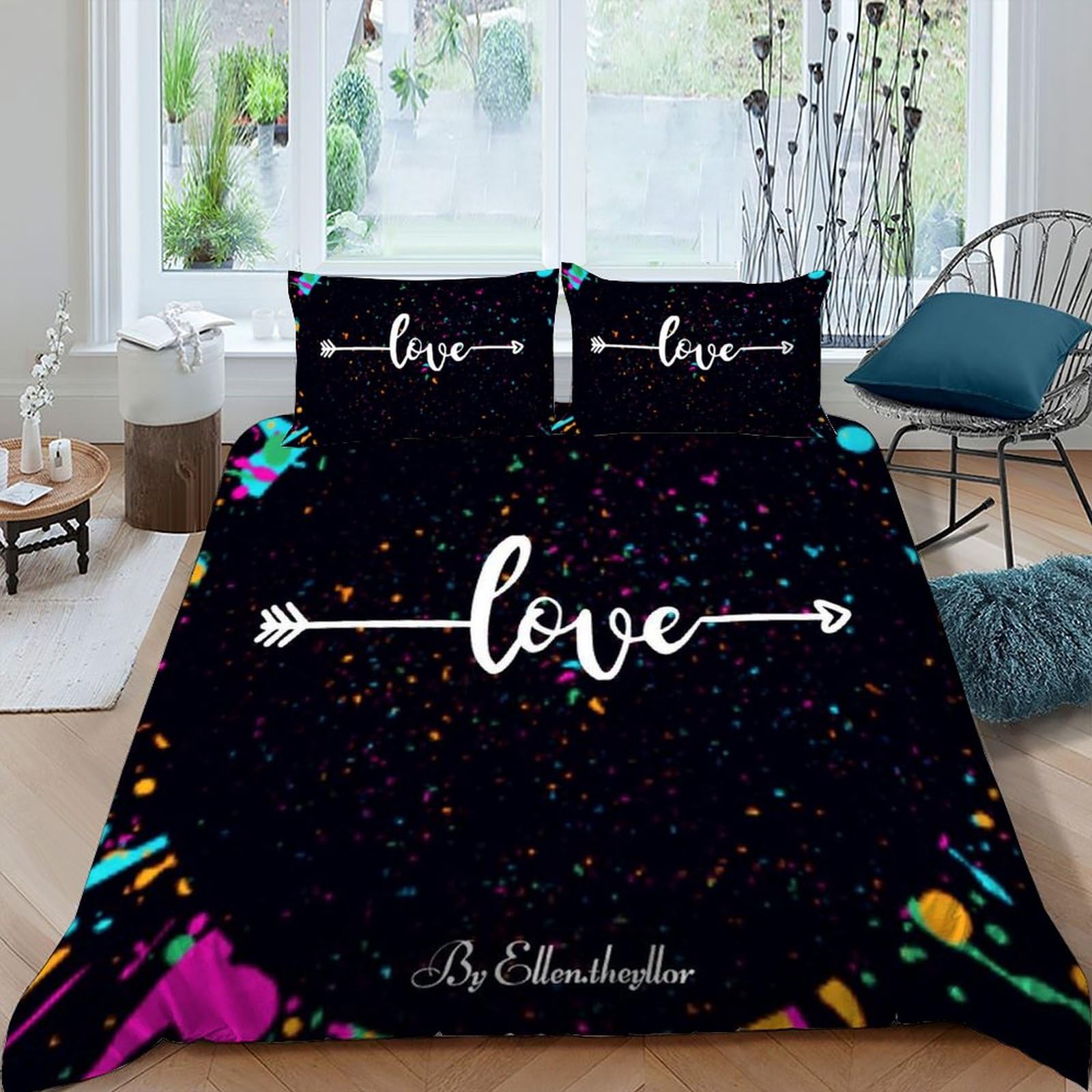 Housse de couette 220x240 fermeture éclair adulte imprimé animal sauvage avec taies