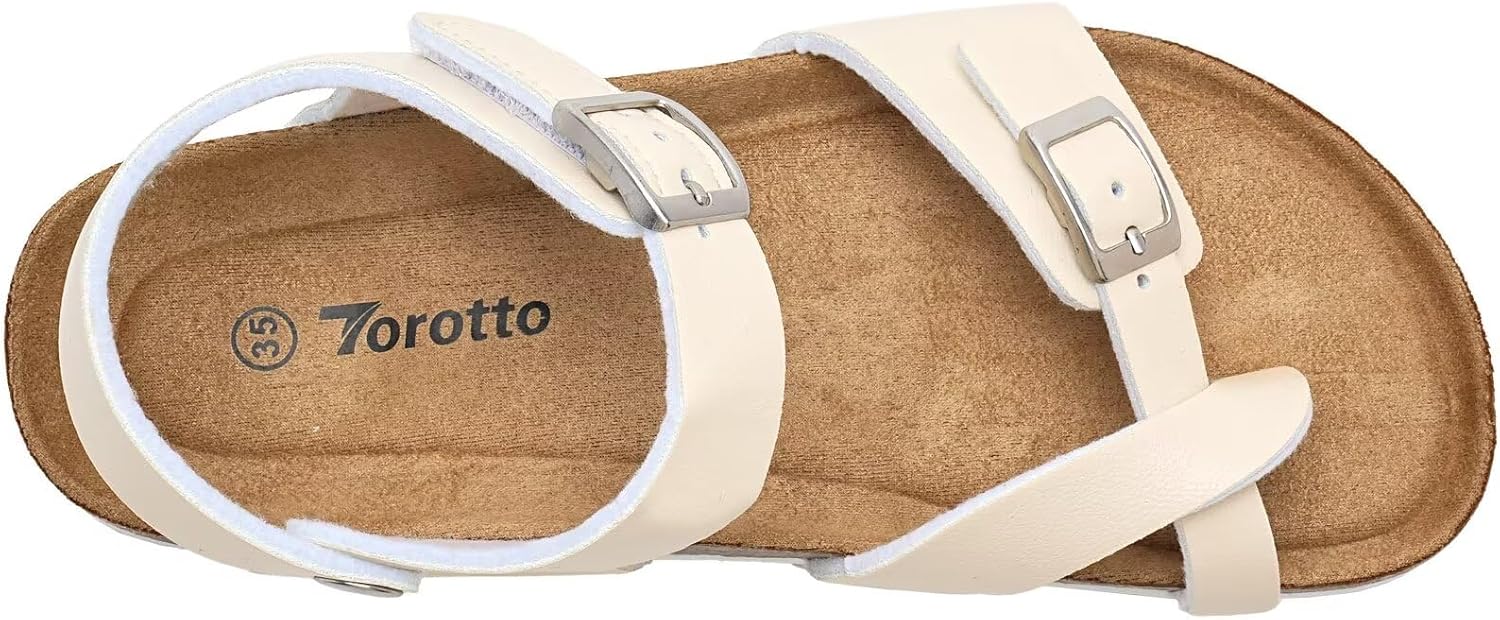 Torotto Girls Boys Sandals with Cork Footbed Adjustable Buckle Summer Slides Flip Flops Open Toes Flat for Kids Toddler - Image 5