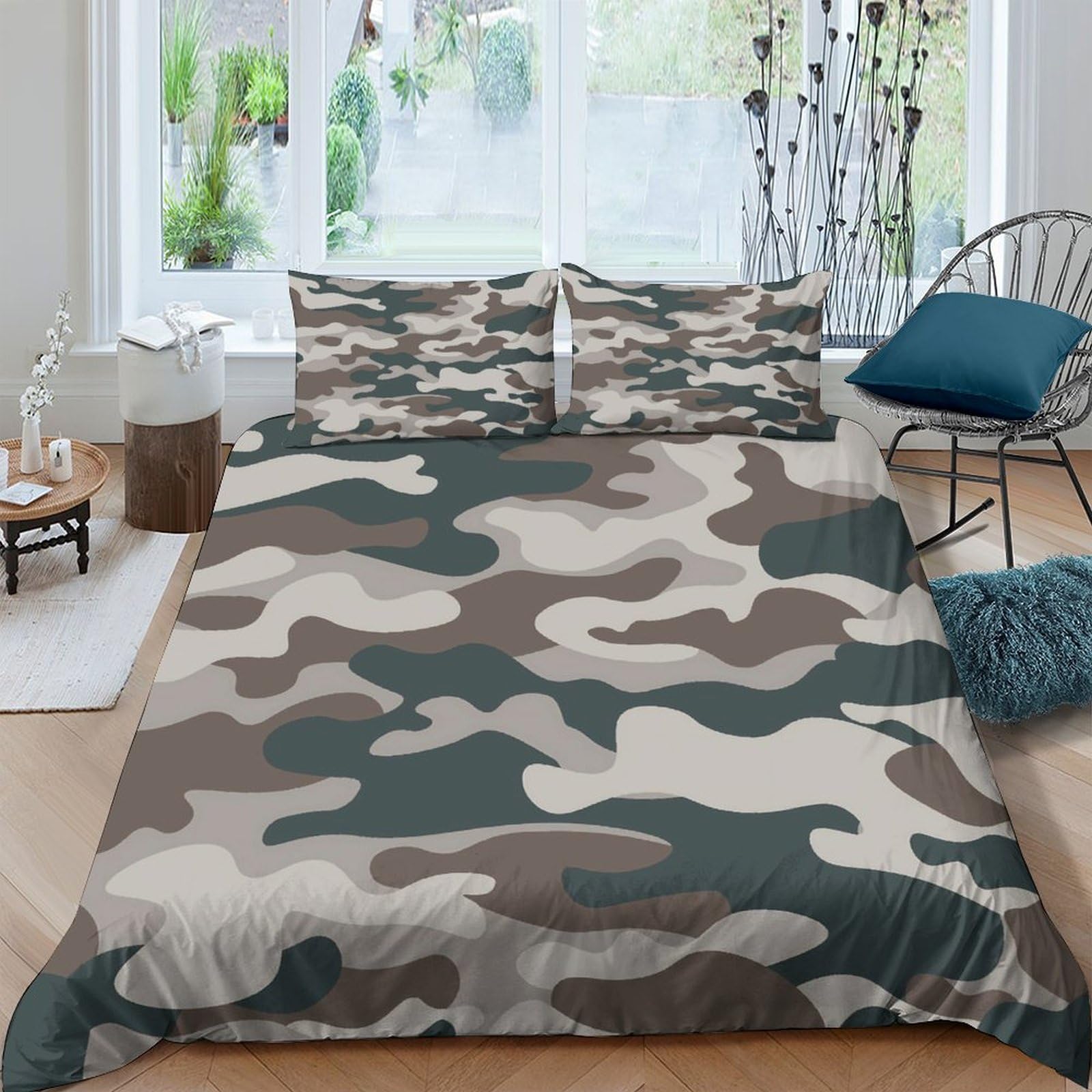Ctjqhvkz Style-5 3D Printed Camouflage Fitted Sheet Microfiber Soft Breathable Army Green Bed Cover For Bedroom Dorm Mattress Protection Decor Single（135X200cm）