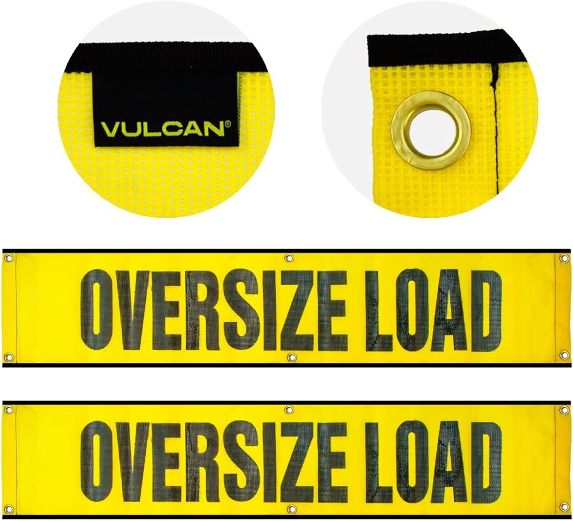 VULCAN Oversized Load Banner For Escort Vehicles - 2 Pack - Mesh - 12 Inch x 60 Inch