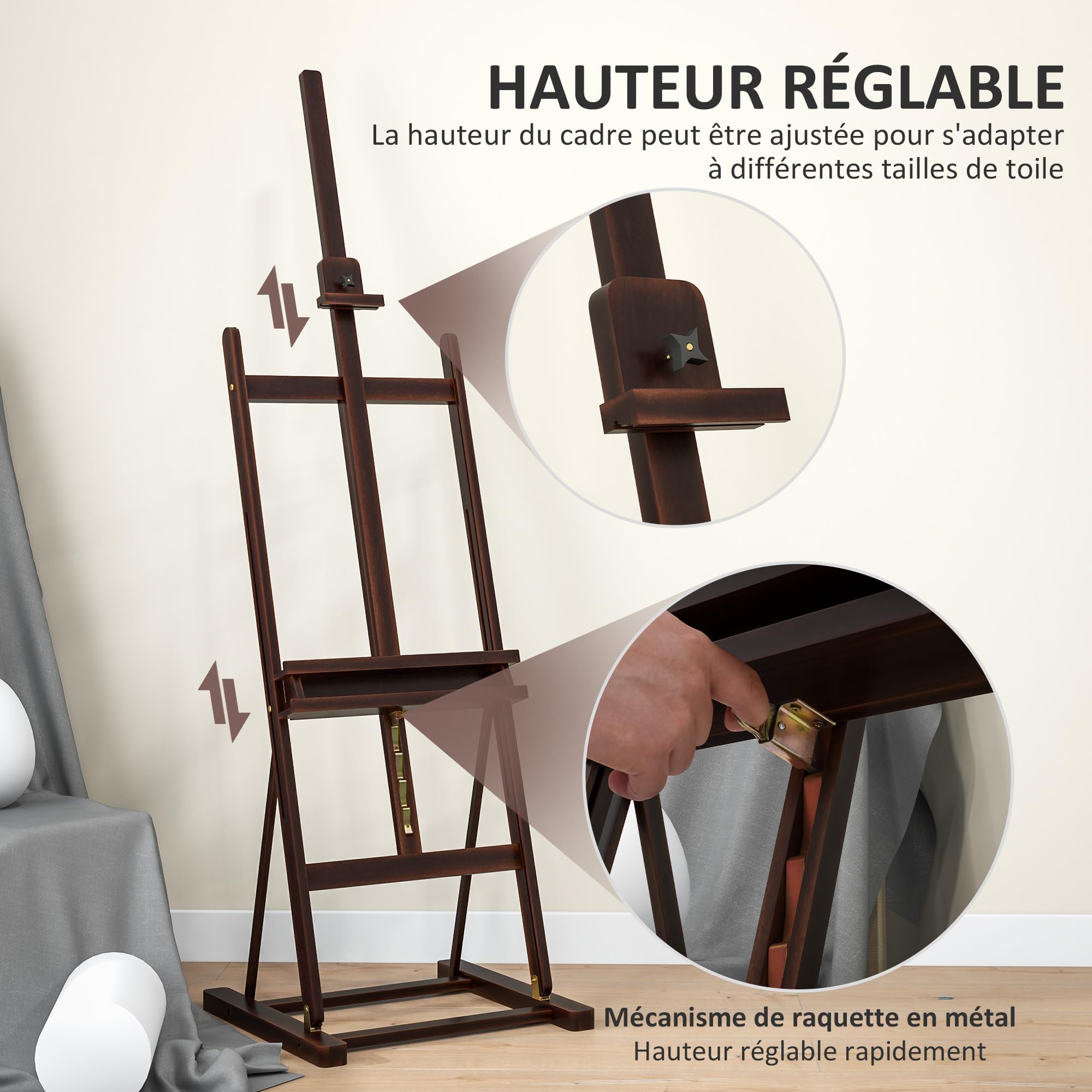 Vinsetto Holzstaffelei höhenverstellbar 171-230cm Staffelei Malen mit Ablage verstellbare Neigung 80° max. braun