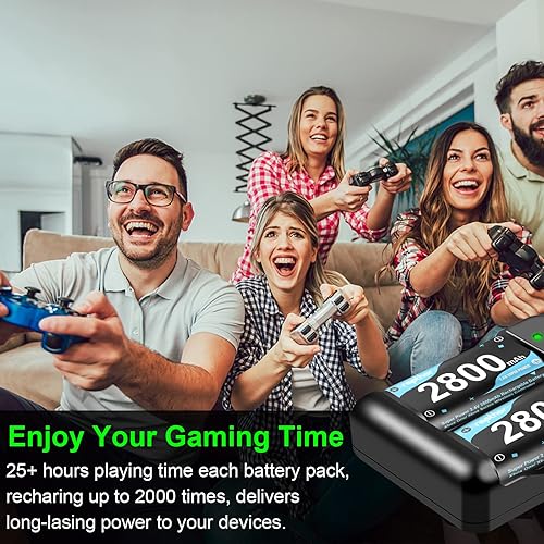 Miniatura 7 de Rapthor Paquete de 4 baterías recargables de 2800 mAh para Xbox OneSeries con estación de carga rápida compatible con Xbox OneOne XSEliteSeries XS