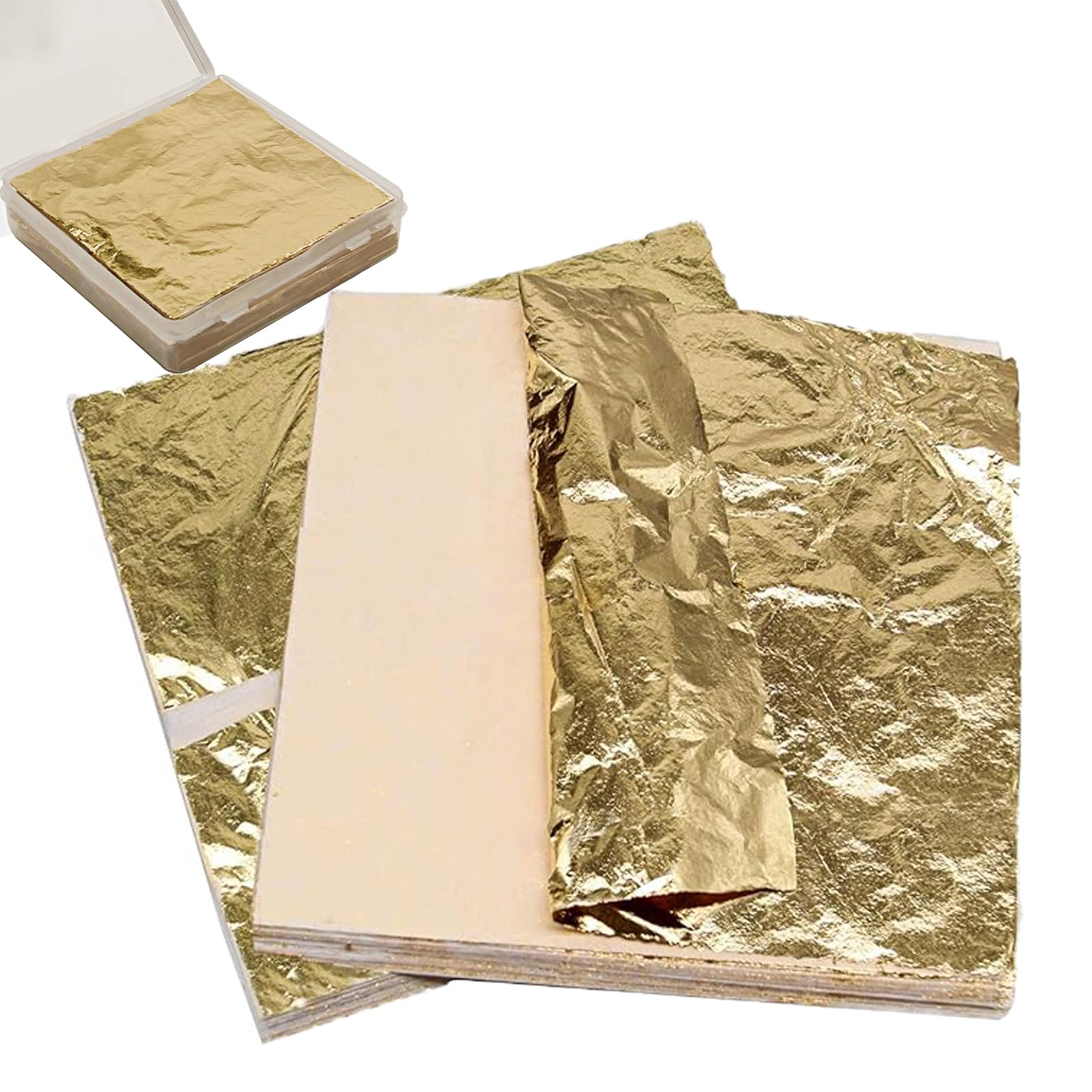 ZOENHOU 600 PCS 5.5 x 5.5 Inch Gold Leaf for Resin Arts, Gold Leaf Foil Paper Sheets for Jewelry Making Nail Art Gilding Crafting Paint Engineering