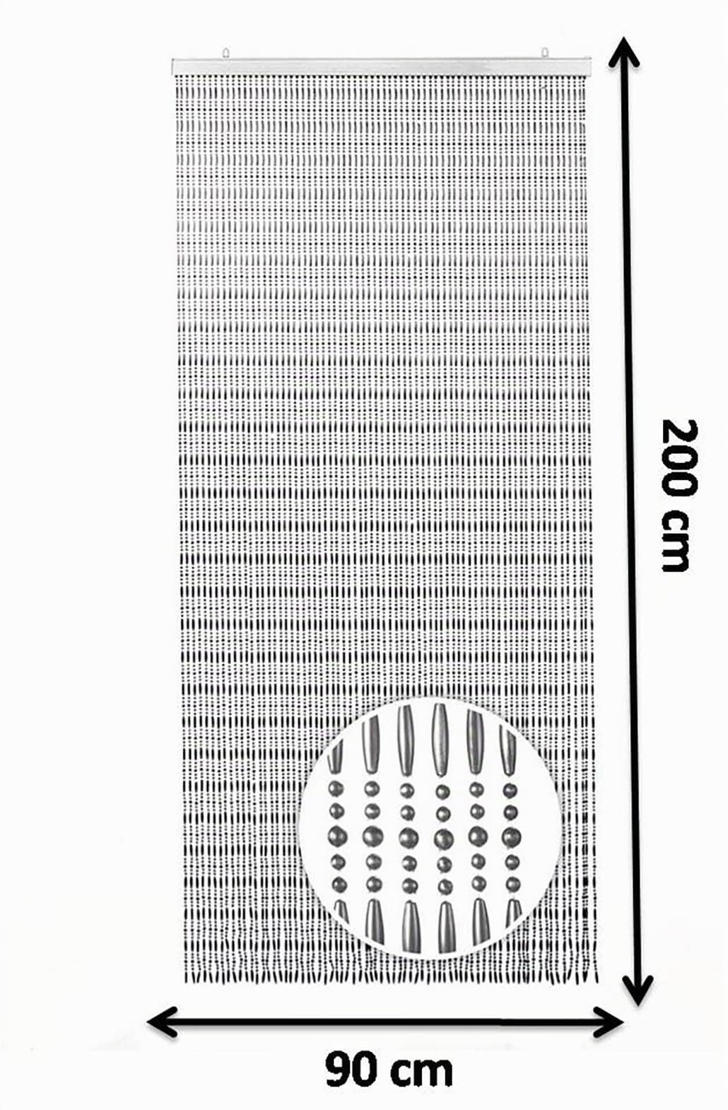 Kobolo Türvorhang Drops 72 Stränge 90x200 cm Grau