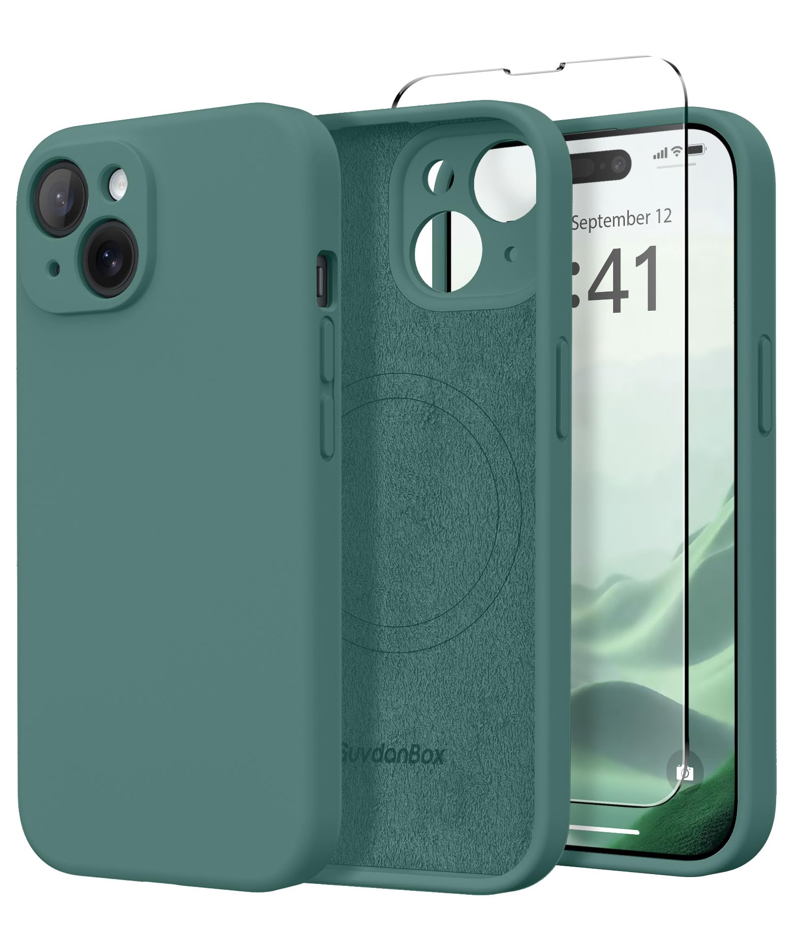 Magnetic for iPhone 13 Case Silicone Midnight Green