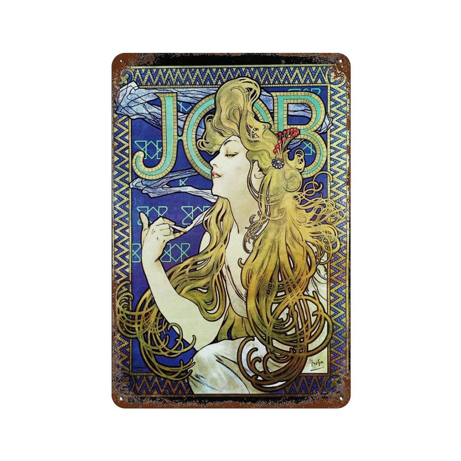xiaoxiaoshen Antique Alphonse Mucha Illustration Wall Decor Art Metal Tin Poster Modern Home Decor Art Home Bar Shop Decorations Vintage Sign 30x20cm