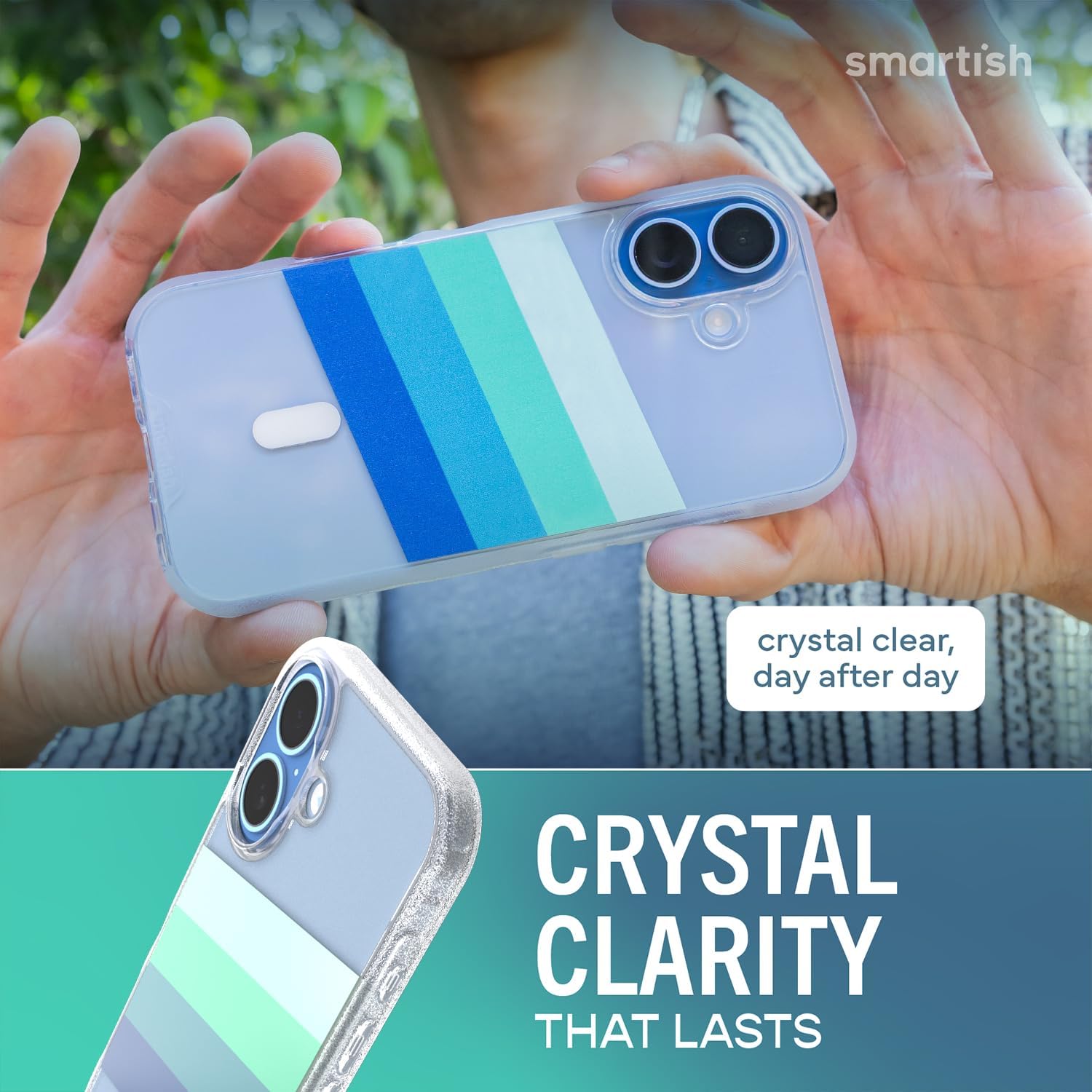 Smartish® iPhone 17 MagSafe Clear Case - Gripmunk Magnetic Slim Case [Lightweight + Protective] Anti-Yellowing Thin Grip Clear Cover for Apple iPhone 17 - Deep End